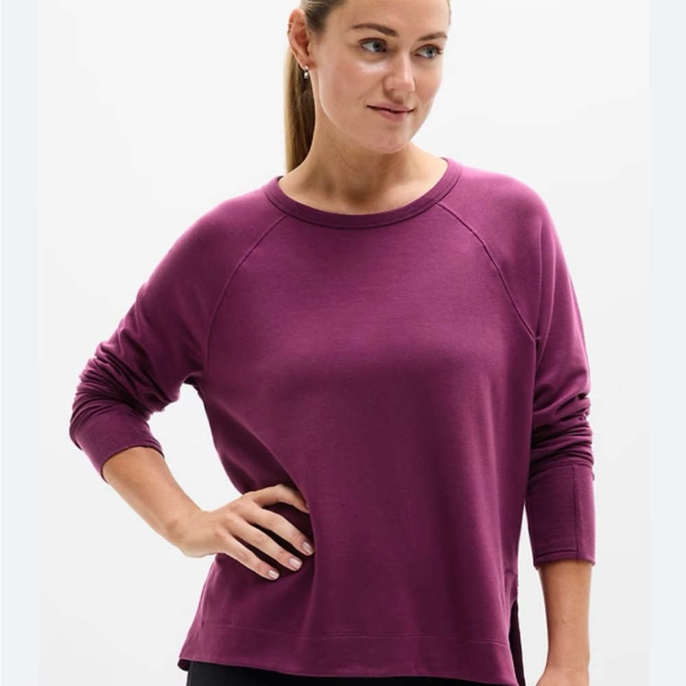 Athleta Coaster Luxe Recover Lightweight Sweatshirt in Plum in Size Small, NWOT